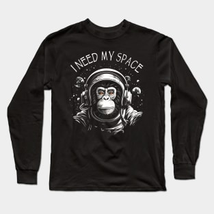 Space Monkey Ape Chimp Astronaut Long Sleeve T-Shirt